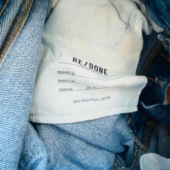 RE/DONE 90s Distressed High Rise Loose in Destroyed Medium Blue Size 24 - Picture 4 of 16